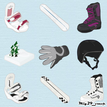 Сноуборд иконки, шлемы, доски, перчатки, скачать